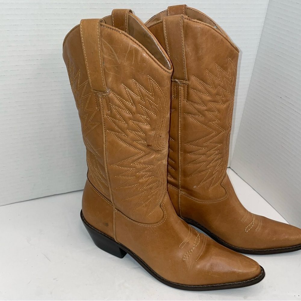 Matisse Wms Brown Leather Cowboy Western Style Boots 6 1/Made In Brazil
